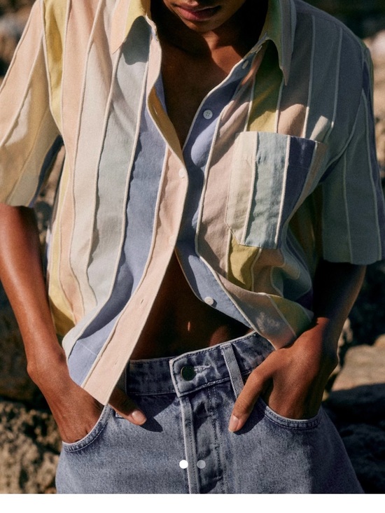 Sezane Tops - Sezane MAELLINE Shirt pastel stripes size 2